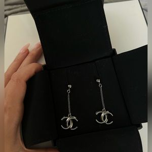 Silver Chanel Dangle Earrings